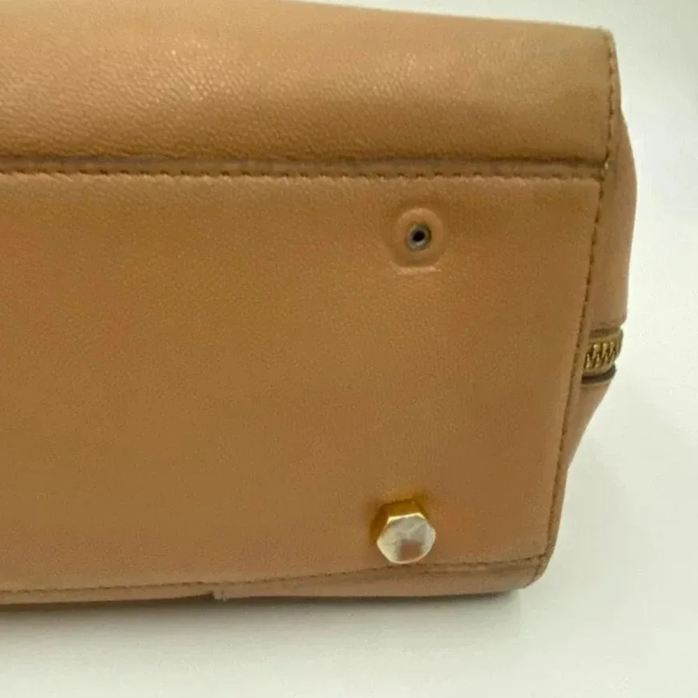 Rebecca Minkoff Tote Bag‎ Womens Tan Leather Zip Sides Shoulder Purse Handbag